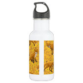 Vossen en boterbloemen op sinaasappel waterfles  (Achterkant)