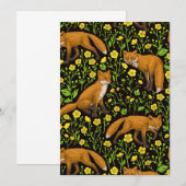 Vossen en boterbloemen op zwart (Voorkant / Achterkant)