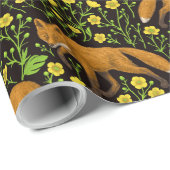 Vossen en boterbloemen op zwart cadeaupapier (Rol Hoek)