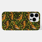 Vossen en boterbloemen op zwart iPhone hoesje (Achterkant horizontaal)