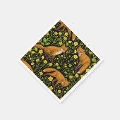 Vossen en boterbloemen op zwart servet (Hoek)