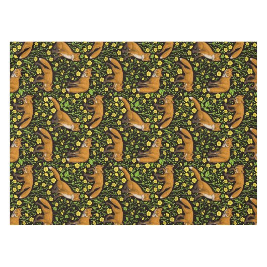 Vossen en boterbloemen op zwart tafelkleed (Voorkant (Horizontaal))