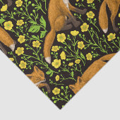 Vossen en boterbloemen op zwart tissuepapier (Detail)