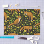 Vossen en boterbloemen op zwart tissuepapier (Craft)