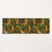 Vossen en boterbloemen op zwart yogamat (Voorkant (horizontaal))