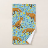 Vossen en boterbloemen op zwembad blauw bad handdoek (Handdoek)