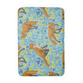 Vossen en boterbloemen op zwembad blauw badmat (Voorkant Verticaal)