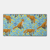 Vossen en boterbloemen op zwembad blauw bureaumat (Voorkant)