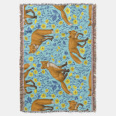 Vossen en boterbloemen op zwembad blauw deken (Voorkant Verticaal)