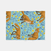 Vossen en boterbloemen op zwembad blauw fleece deken (Voorkant (Horizontaal))