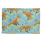 Vossen en boterbloemen op zwembad blauw kussensloop (Achterkant-Links)