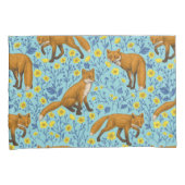 Vossen en boterbloemen op zwembad blauw kussensloop (Voorkant-Rechts)