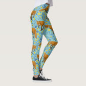 Vossen en boterbloemen op zwembad blauw leggings (Rechts)