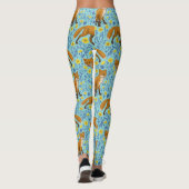 Vossen en boterbloemen op zwembad blauw leggings (Achterkant)