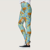 Vossen en boterbloemen op zwembad blauw leggings (Links)