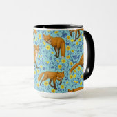 Vossen en boterbloemen op zwembad blauw mok (Voorkant rechts)