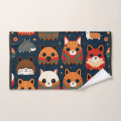 Vossen en katten in het bos Retro Patroon Bad Handdoek (Handdoek)