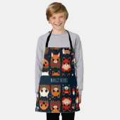 Vossen en katten in het bos Retro Patroon Schort (Gedragen)