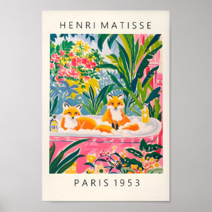 Vossen in bad Art Print, grappige badkamer ijdelhe Poster