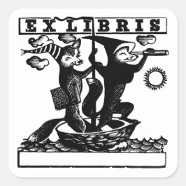 Vossen in boot vierkante sticker