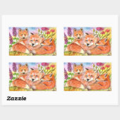 Vossen in de Flower Patch Rechthoekige Sticker (Vel)