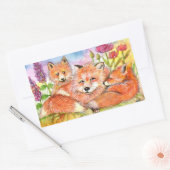 Vossen in de Flower Patch Rechthoekige Sticker (Envelop)