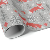 Vossen in het winterbos Scandinavische Kerstmis Cadeaupapier (Rol Hoek)