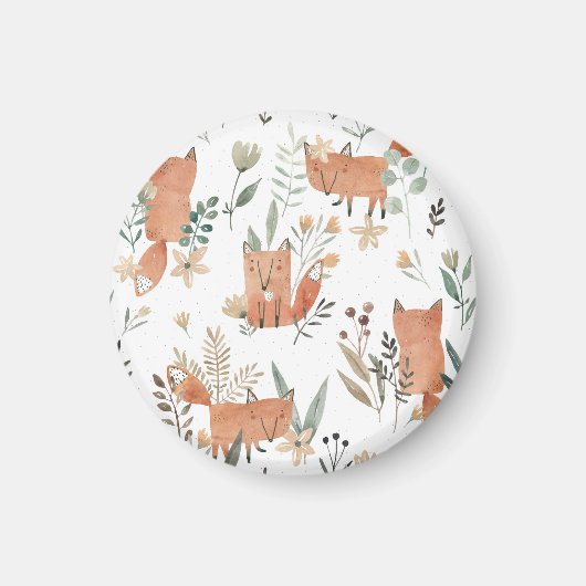 Vossen in weiden: Waterverf naadloos Magneet (Voorkant)