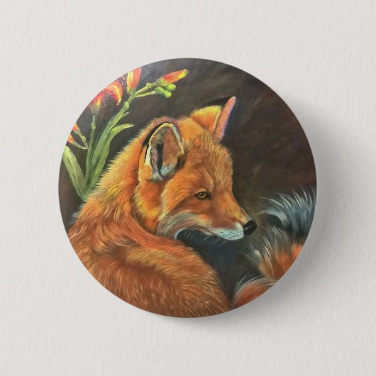 vossen landschapsverf handkunst natuur ronde button 5,7 cm (Voorkant)