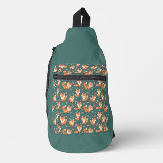 Vossen op bos groen, schattig patroon sling bag (Voorkant)