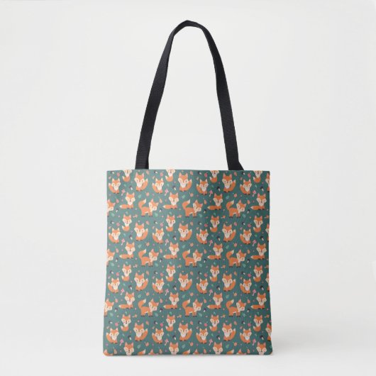 Vossen op bos groen, schattig tote bag (Voorkant)