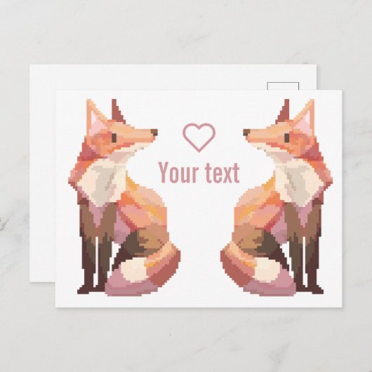 Vossen pixelart, Fox Pixel art  Briefkaart (Voorkant / Achterkant)