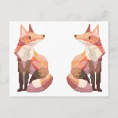 Vossen pixelart, Fox Pixel art  Briefkaart (Voorkant)