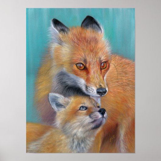 Vossen Print. Onder Haar Bescherming. Vossenposter Poster (Voorkant)