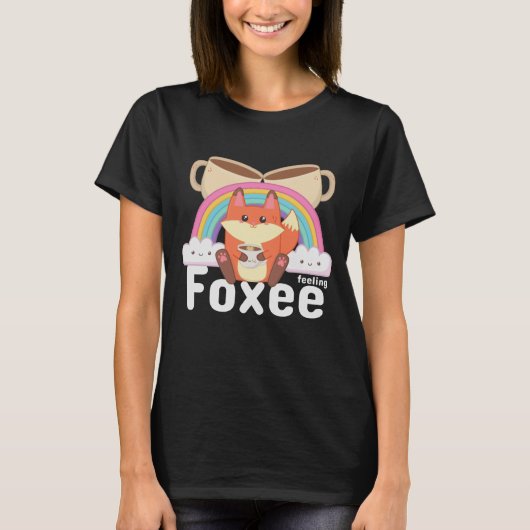 Vossen Schattige Kawaii Fox Coffee T-shirt (Voorkant)