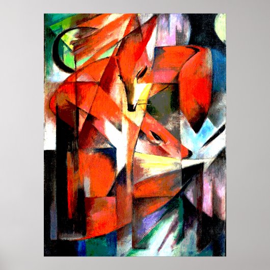 Vossen schilderij van Franz Marc in digitale kleur Poster (Voorkant)