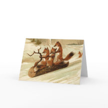 vossen sleeën kerst Kaart