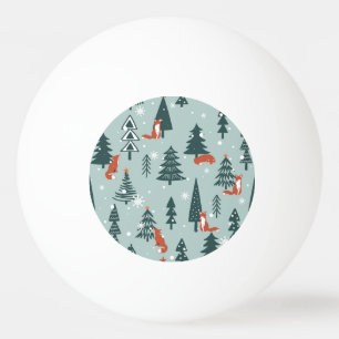 Vossen, spar-bomen, winter, kleurrijk patroon pingpongbal