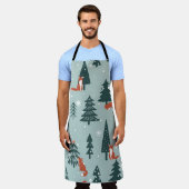 Vossen, spar-bomen, winter, kleurrijk patroon schort (Gedragen)