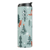 Vossen, spar-bomen, winter, kleurrijk patroon thermosbeker (Gedraaid links)