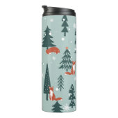 Vossen, spar-bomen, winter, kleurrijk patroon thermosbeker (Geroteerd rechts)
