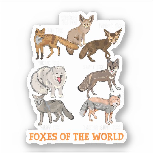 Vossen Van Over De Wereld Grappige Vossendingen Di Sticker (Voorkant)