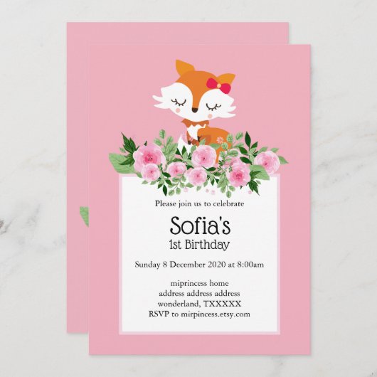 vossenbos, schattig kaart (Voorkant / Achterkant)