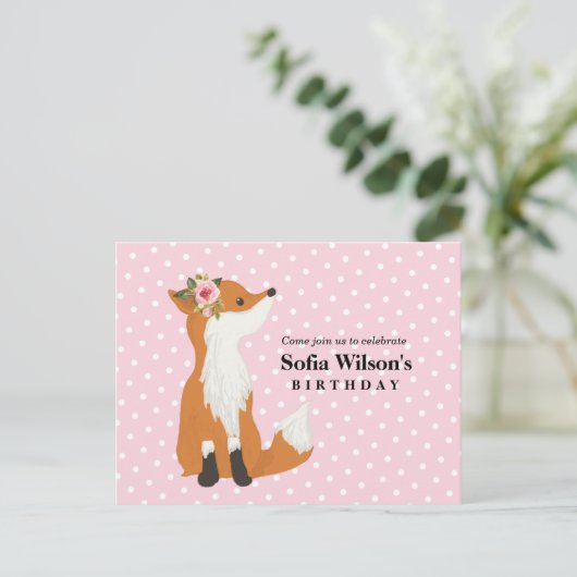 vossenbos, schattig uitnodiging briefkaart (Staand voorkant)