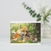 Vossenfamilie in het wild briefkaart (Staand voorkant)