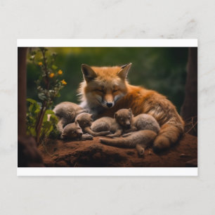 Vossenfamilie in het wild briefkaart