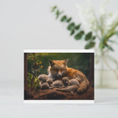Vossenfamilie in het wild briefkaart (Staand voorkant)