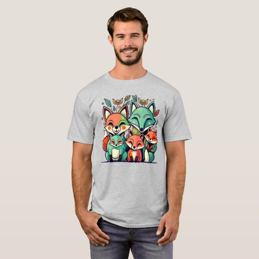 vossenfamilie t-shirt (Voorkant volledig)