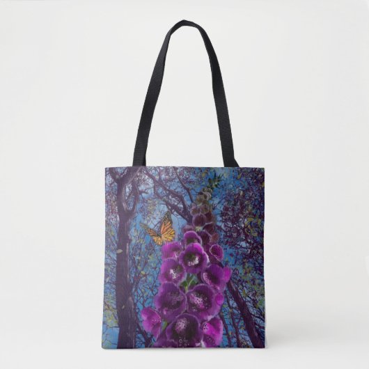 Vossenhandschoen bloem en vlinder tote bag (Voorkant)