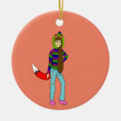 vossenmeisje keramisch ornament (Voorkant)